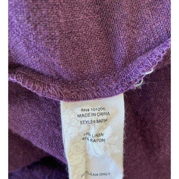 Soft Surroundings Top Emelia 1X Purple Linen Blend Cold Shoulder Lagenlook - Picture 10 of 10